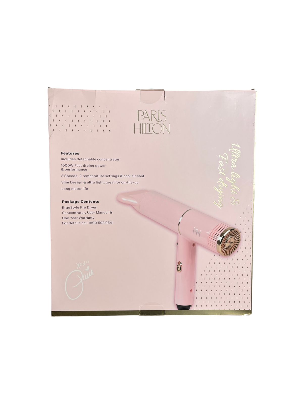 SECADORA DE CABELLO PARIS HILTON ERGOSTYLE PRO DRYER 1000W