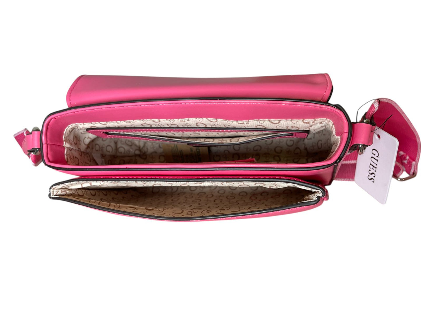 BOLSA GUESS CROSSBODY FUCSIA CON LOGO GRANDE