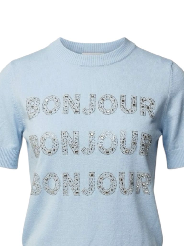 BLUSA TEJIDA KARL LAGERFELD PARIS – "BONJOUR" CRYSTAL EDITION