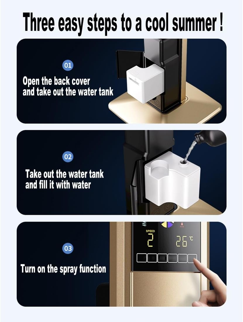VENTILADOR DE GRAN CAPACIDAD DE 1,8 L, PANTALLA TÁCTIL LED GRANDE