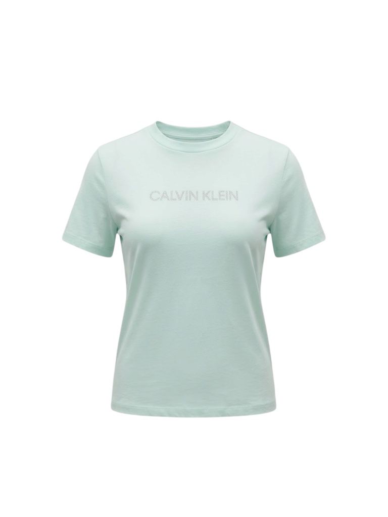 BLUSA CALVIN KLEIN DAMA - MENTA SUAVE CON LOGO BRILLANTE