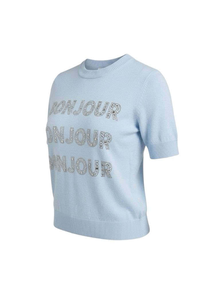BLUSA TEJIDA KARL LAGERFELD PARIS – "BONJOUR" CRYSTAL EDITION