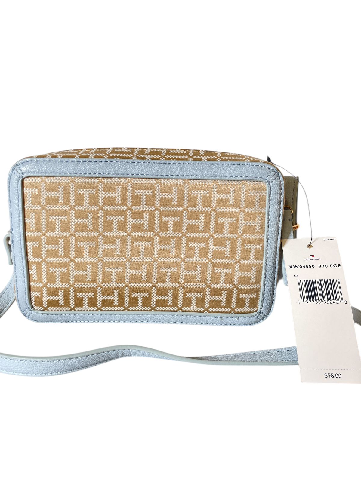 BOLSA TOMMY HILFIGER MONOGRAMA AZUL CLARO CROSSBODY ELEGANTE