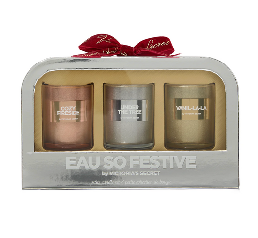 VELA AROMÁTICA PREMIUM SET VICTORIA’S SECRET EAU SO FESTIVE 3 PZS