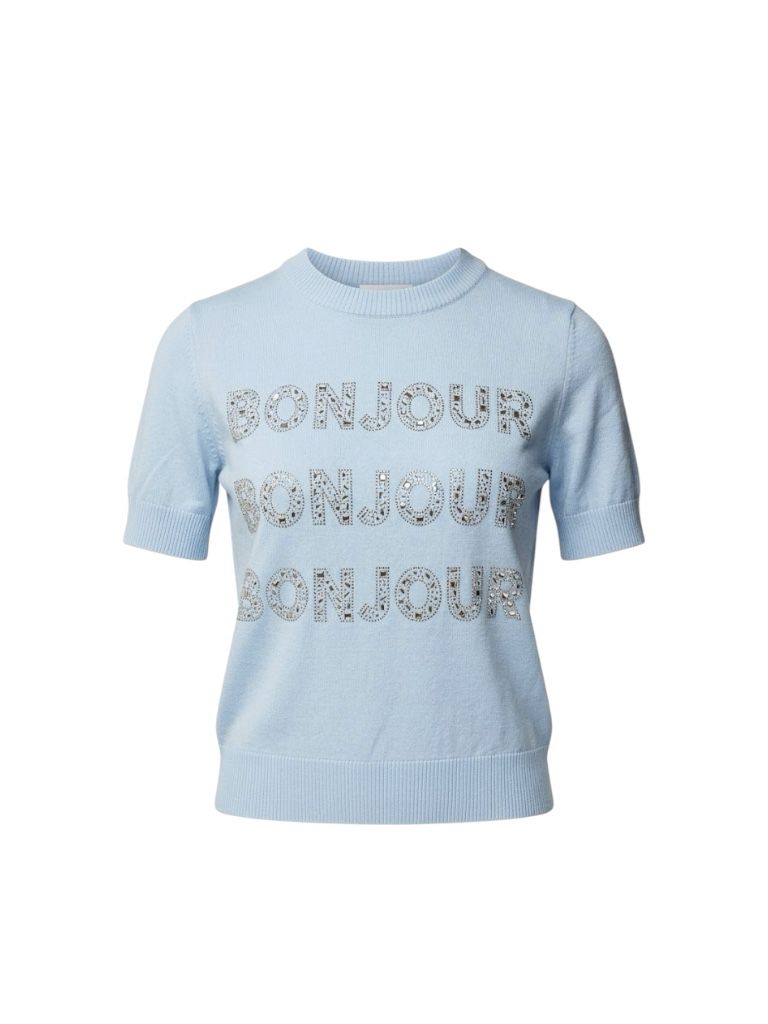 BLUSA TEJIDA KARL LAGERFELD PARIS – "BONJOUR" CRYSTAL EDITION