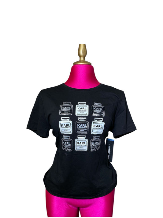 BLUSA KARL LAGERFELD MUJER NEGRA CON ESTAMPADO ICÓNICO – CASUAL CHIC PREMIUM
