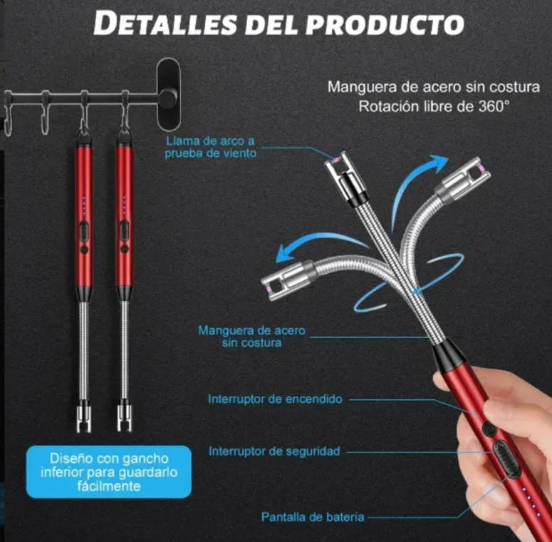 PAQUETE DE 5 ENCENDEDORES ELÉCTRICOS DE ARCO RECARGABLE