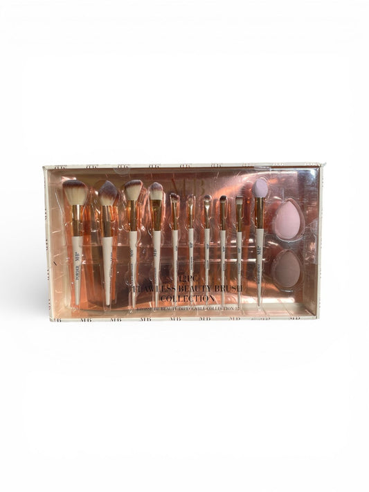 SET DE BROCHAS DE MAQUILLAJE PROFESIONAL MB – 12 PIEZAS + ESPONJAS | ACABADO FLAWLESS